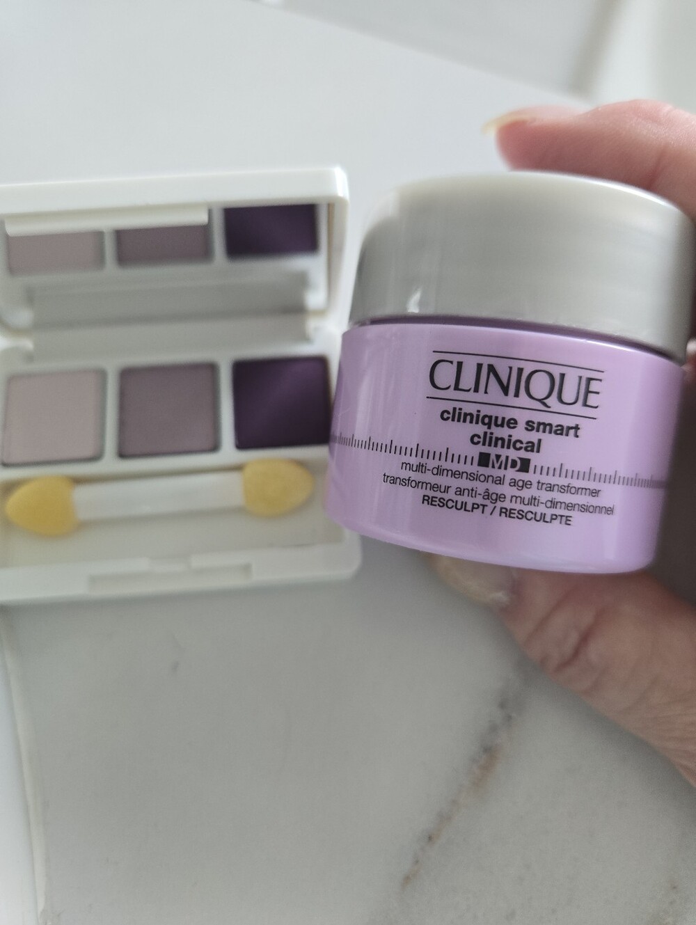Clinique Lavender Moisturizer Jar with Purple Eyeshadow Palette